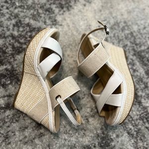 Tan and white wedges